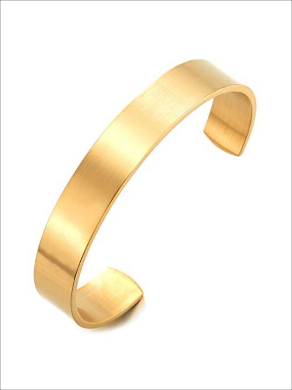 Men's Stainless Steel & Gold Tone Cuff Bangle Bracelet Adjustable